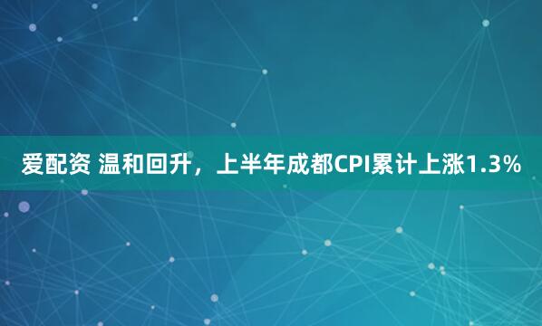 爱配资 温和回升，上半年成都CPI累计上涨1.3%